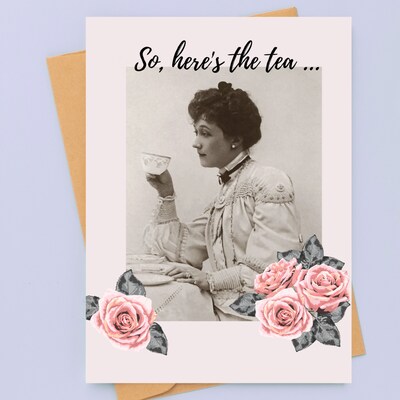 Here's the Tea Victorian Gossip Greeting Card - image1